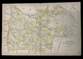 Large Antique Map Of Cape Ann 1899 Gloucester Wards 3 4 5 6