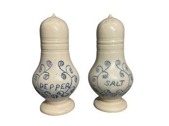 Large Pair Of Salt Glaze Blue And White Salt And Pepper Shakers In The  Delft Style