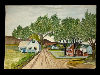 Rural Landscape Watercolor On Paper E Boutillier