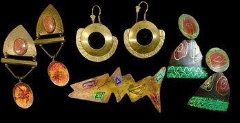 Vintage Jewelry Hall McFall, JRB Etc Funky And Fun Hand Painted