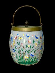 Painted Glass Victorian Biscuit Jar