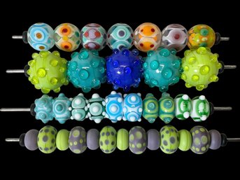 34 Plus Big Funky Hand Made Lamp Work Glass Beads Colorful