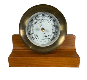 Vintage Chelsea Clock Boston Working Barometer Brass And Oak