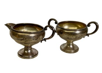 Pair Of Sterling Weighted Creamer And Sugar Bowl.