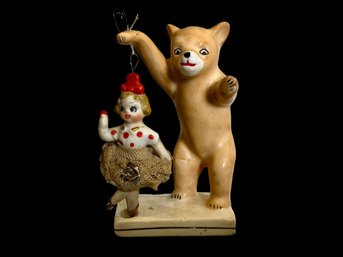 Small Made In Japan Porcelain Bear With Dancing Girl