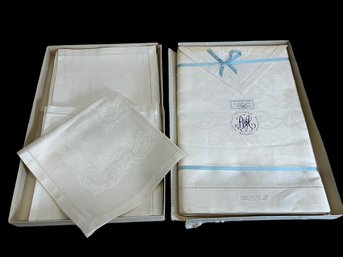 Vintage Pure Irish Linen Damask Tablecloth And Eleven Napkins Set From Saks Fifth Avenue Altman And Company