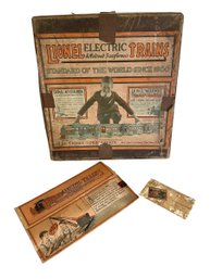 Antique Lionel Trains Ephemera Large 19.5 Inch Train Set Box Train Car Box Directions Manual And Postcard