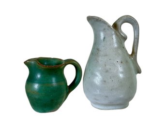 Two Rare Miniature Primitive Stoneware Pitchers