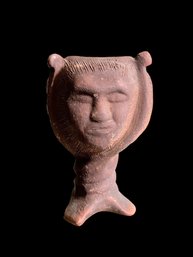 Small Chalice With Three Sides/three Faces Clay