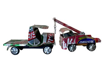 Two Folk Art Metal Trucks