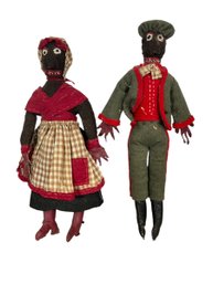 Vintage Folk Art African American Dolls Husband And Wife