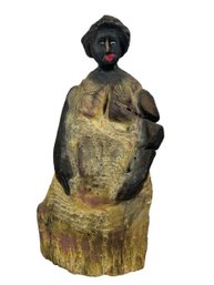 Gary F White Outsider Artist Carved And Painted Wooden Sculpture Of Woman