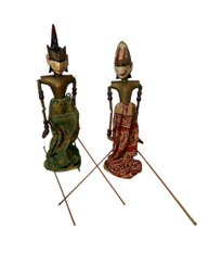 Two Vintage Indonesian Stick Puppets