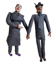 Folk Art Hand Made Cloth Doll Couple