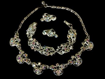 Vintage Rhinestone Costume Jewelry Set