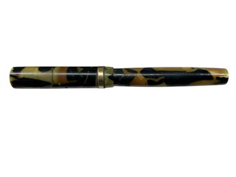 Vintage The Moore Pen Co 72 Vintage Ink Fountain Pen Green Black And Yellow Marbled