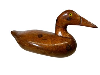 Vintage Carved Canvasback Duck Decoy With Glass Eyes