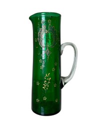 Moser? Antique Bohemian Green Glass Tall Pitcher