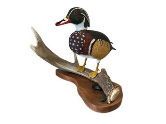 Hand Carved And Painted Wood Duck By Joe And Ann Paradise Of Maine