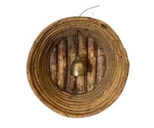 Rustic Bent Wood Twig Basket With Bell Door Decoration