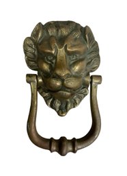 Fabulous Older Vintage Heavy Brass Lion Head Door Knocker 7 Inches Tall