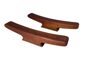 Pair Of Vintage 14 Inch Mahogany Wood Boat Cleats