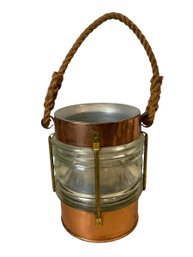 Vintage Ship Anchor Light Form Wine Bucket Nautical Decor Copper And Glass