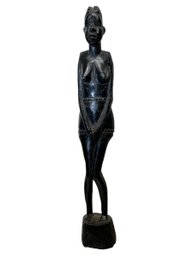 African Tall Standing Woman Statue Hand Carved