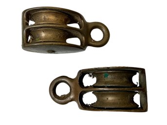 Pair Of Antique Bronze Pulleys