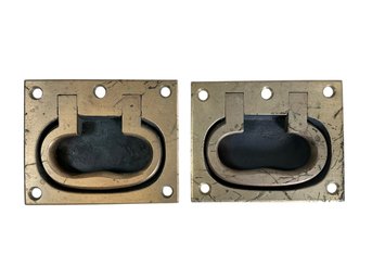 Pair Of Heavy Brass Flush Inset Ship Hatch Handles