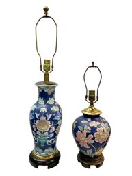 Pair Of Porcelain Lamps With Blue Background Frederick Cooper