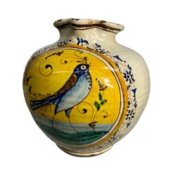 Decorative Italian Faience Jug With Bird Design