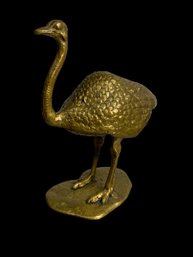 Funky Arthur Court Design 1978 Brass Ostrich With Plexiglass Egg