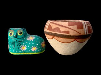 Two Pieces Southwestern Terra Cotta Pottery