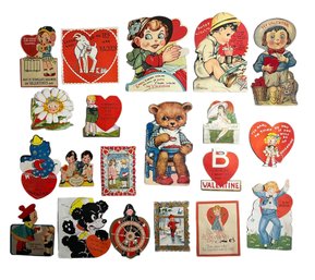 Lot Of Vintage 1930s Valentines Cards Mechanical Animal Subject Cat Bear Elephant Goat Etc