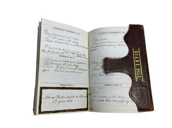 Antique School Boy Diary From 1854 With A Full Year Of Entries Gloucester Eclipse Death Weather Journal