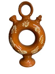 Large Vintage Orange Pottery Decanter Possibly Ukrainian