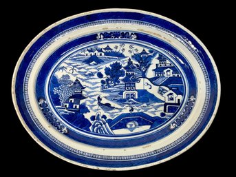 Antique Chinese Export Canton Blue Platter