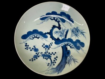 Large Blue And White Chinese Porcelain Charger