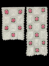 Two Cotton Crochet Doilies Rose Pattern