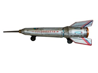 Vintage 1950s Friction Tin Litho Rocket Holdraketa Very Good Working Condition Elzett Muvek