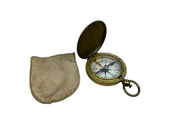 Vintage WWII US Army Brass Pocket Compass Made By Waltham