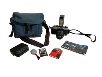 Vintage Japanese Film Camera Konica FT 1 With Bag And Accessories