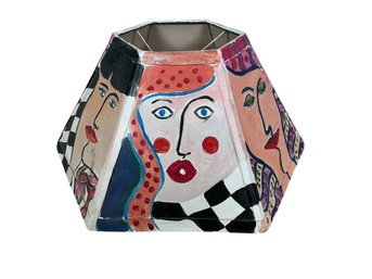 Whimsicraft Funky Abstract Faces Hand Painted Lamp Shade