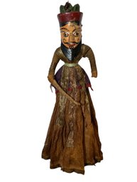 Antique Or Vintage Indian Doll Hand Carved Wood Cloth And Paint India