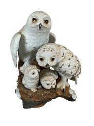 1989 Snowy Owls Porcelain Figural Group By Katsumi Ito For The Danbury Mint