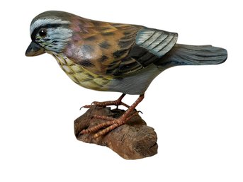 Hand Carved And Painted Jay Bird Decoy Figurine Unsigned