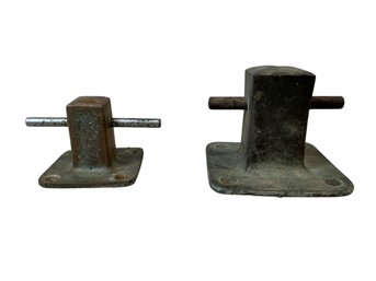 Two Vintage Bollard Boat Cleats One Steel One Bronze