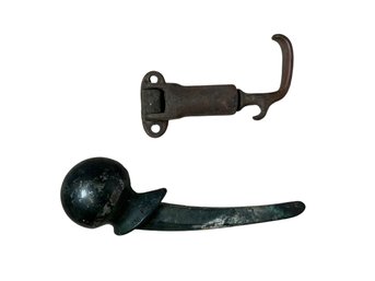 Vintage 1930s Brass Truck Or Automobile Hood Latch And Bronze Gear Shift Knob EDHW 6936 1 3/4 Old Parts