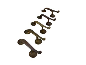 Set Of Five Matching Antique Brass Door Handles